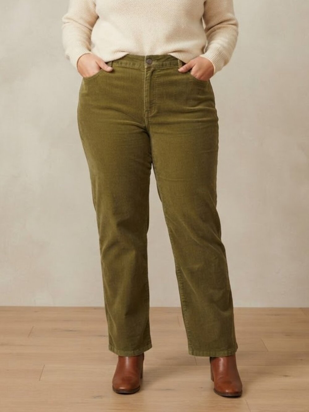 Jessie Sport Vintage Women's Size 20W Moss Green Straight Leg Corduroy Pants